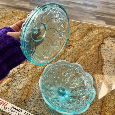Lot 110 Fenton Lily of the Valley Blue Opalescent Candy