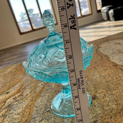 Lot 110 Fenton Lily of the Valley Blue Opalescent Candy
