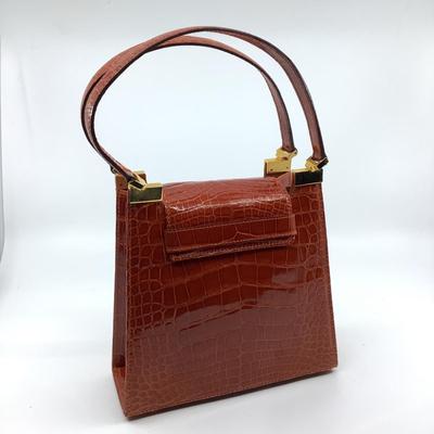 564 RENE MANCINI Paris Red Alligator Leather Clutch Handbag