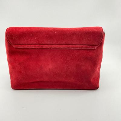 565 PALOMA PICASSO Red Suede Clutch Shoulder Bag