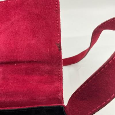 565 PALOMA PICASSO Red Suede Clutch Shoulder Bag