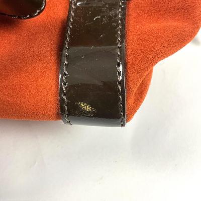 566 MOSCHINO Orange Suede Patent Leather Handbag