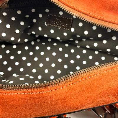 566 MOSCHINO Orange Suede Patent Leather Handbag