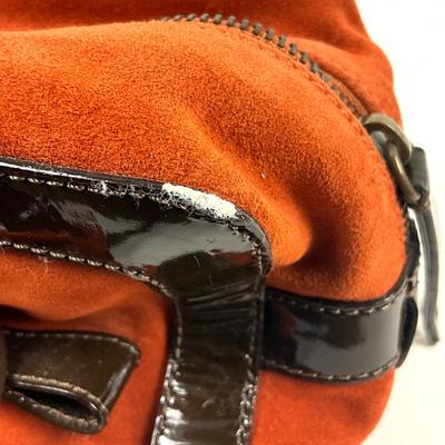 566 MOSCHINO Orange Suede Patent Leather Handbag