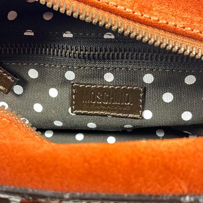 566 MOSCHINO Orange Suede Patent Leather Handbag