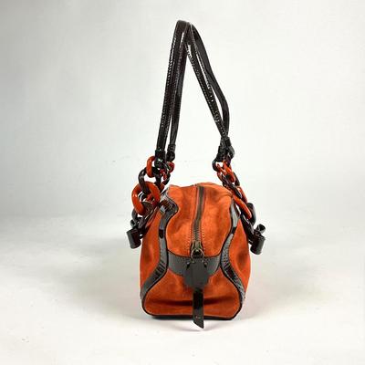 566 MOSCHINO Orange Suede Patent Leather Handbag