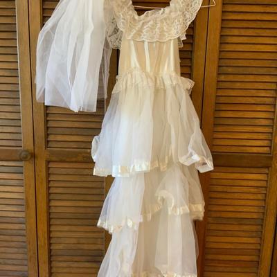 Lot of Junior Brides Dress and Veil Size Medium