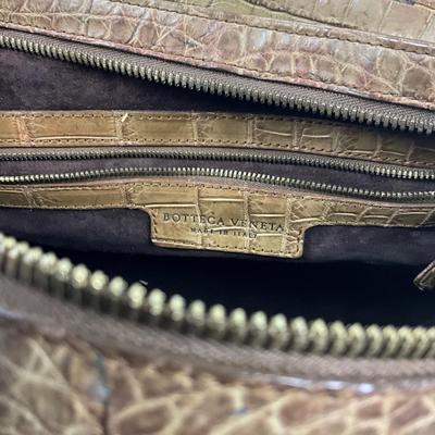 568 BOTTEGA VENETA Crocodile Leather Khaki Green Handbag