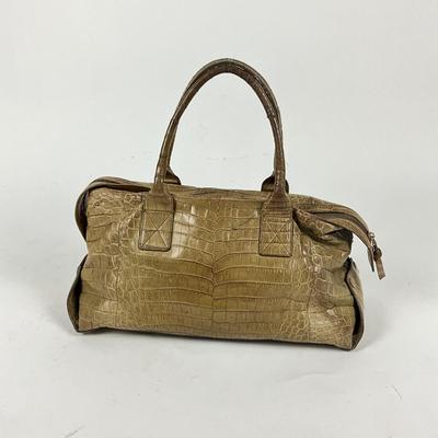 568 BOTTEGA VENETA Crocodile Leather Khaki Green Handbag