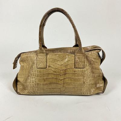 568 BOTTEGA VENETA Crocodile Leather Khaki Green Handbag