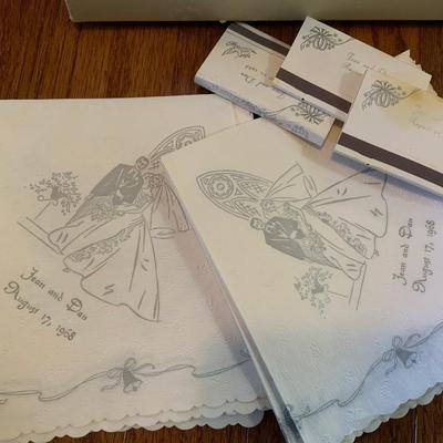 Lot of 1968 Wedding items including A Dove Wedding Cake topper