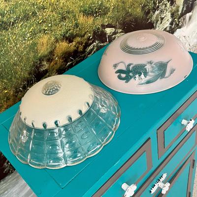 Lot 127 old glass light covers
