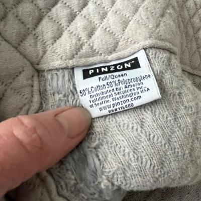 Lot 133 Taupe F/Q coverlet, crocheted afghan