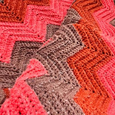 Lot 133 Taupe F/Q coverlet, crocheted afghan