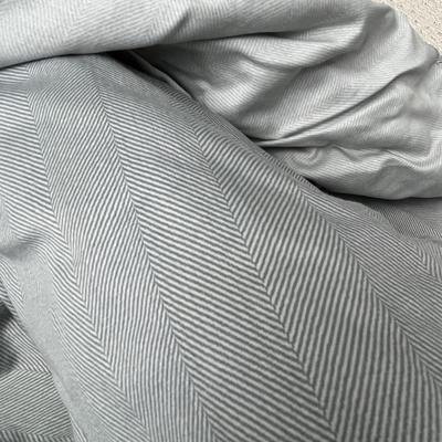 Lot 135 Grey and white flannel sheets, grey herringbone microfiber sheet set (Q)