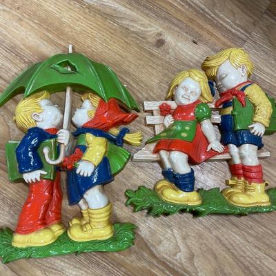Vintage Homco girl and boy decor