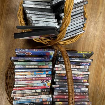 2 baskets of DVDs