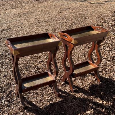 Pier 1 Imports Mocha Sari Tray End Tables (B3-DZ)