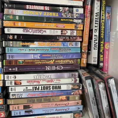 White tote with many movies