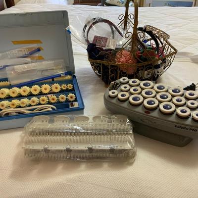 Lot of Hot Rollers and Hair Accessories