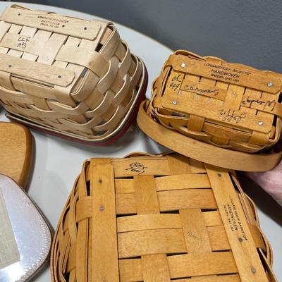 4 small Longaberger baskets, covers and 2 random lids