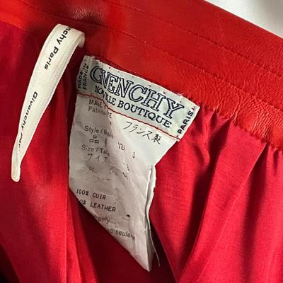 571 GIVENCHY Paris Red Leather Skirt