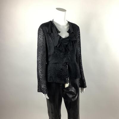 573 New ARMANI Collezioni Black Perforated Sleeve Shirt with Camisole