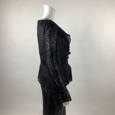 573 New ARMANI Collezioni Black Perforated Sleeve Shirt with Camisole