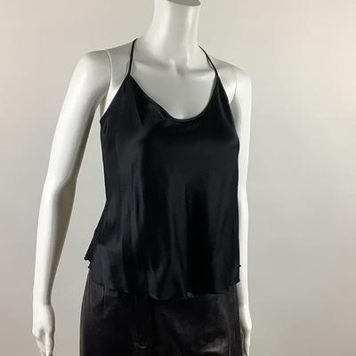 573 New ARMANI Collezioni Black Perforated Sleeve Shirt with Camisole