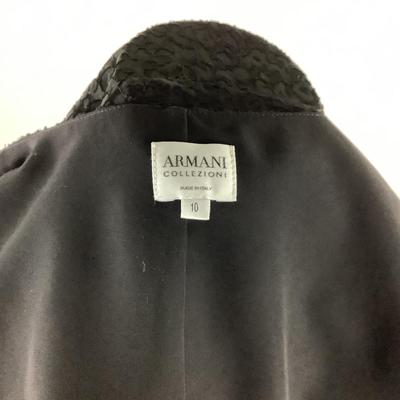 573 New ARMANI Collezioni Black Perforated Sleeve Shirt with Camisole