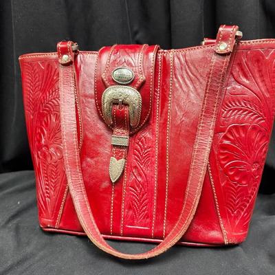 American West Red Leather Shoulder Bag