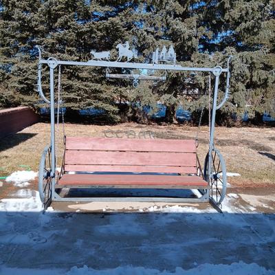 CUSTOM MADE WESTERN THEMED HEAVY DUTY PORCH SWING