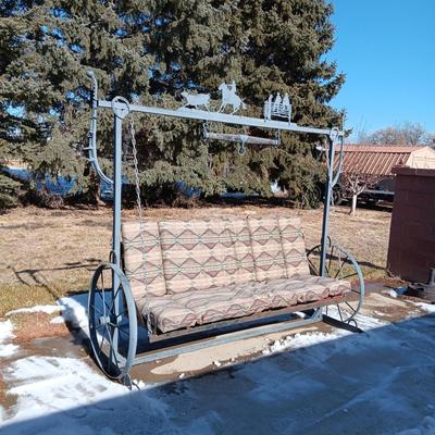 CUSTOM MADE WESTERN THEMED HEAVY DUTY PORCH SWING