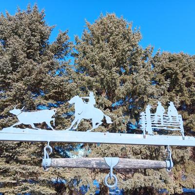 CUSTOM MADE WESTERN THEMED HEAVY DUTY PORCH SWING