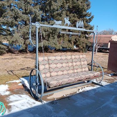 CUSTOM MADE WESTERN THEMED HEAVY DUTY PORCH SWING