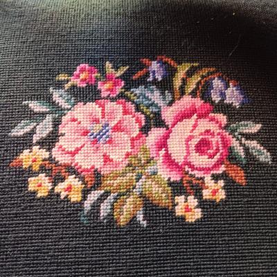 4 HANDCRAFTED NEEDLEPOINT CUSHION DINING CHAIRS