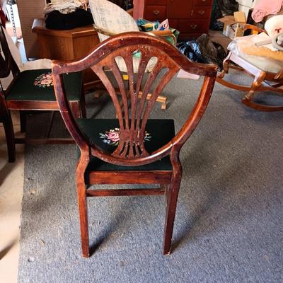 4 HANDCRAFTED NEEDLEPOINT CUSHION DINING CHAIRS
