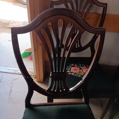 4 HANDCRAFTED NEEDLEPOINT CUSHION DINING CHAIRS