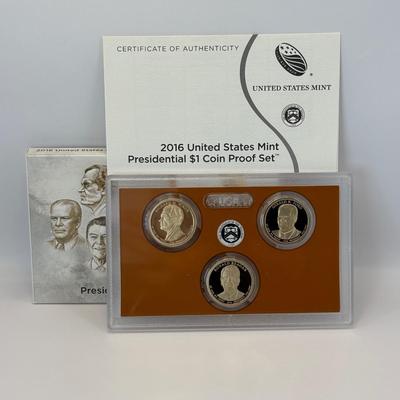 LOT249: 2016 US Mint Presidential $1 Coin Proof Set, 1996 US Mint Uncirculated Coin Set, Us MInt Proof Set 1998