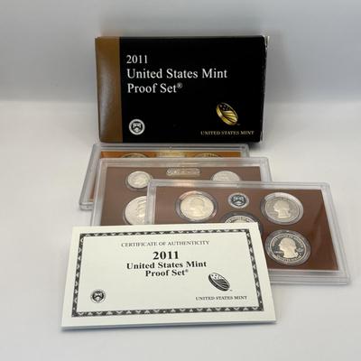 LOT 258: US Mint America The Beautiful Quarters Proof Set 2011 US Mint Proof Set 2011 and US Mint Presidential $1 Coin Proof Set 2012
