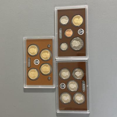 LOT 259: 2012 US Mint 2012 America the Beautiful Quarter Proof Set, 2011 US Mint Presidential $1 Coin Proof Set and US MInt 2012 Proof Set