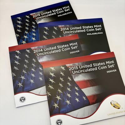 LOT 260: US MInt Uncirculated Coin Sets for Denver and Philadelphia 2014 & 2015