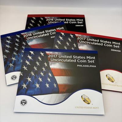 LOT 262: US MInt Uncirculated Coin Sets for Denver and Philadelphia 2016 & 2017