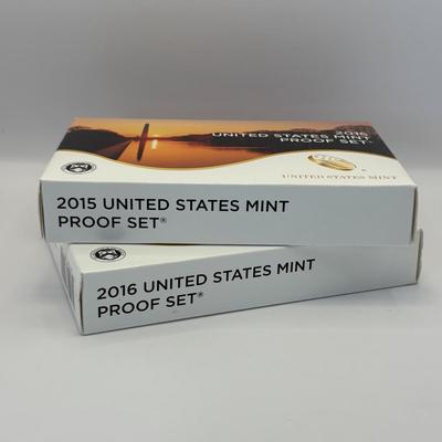 LOT 263: US Mint Proof Sets 2015 & 2016