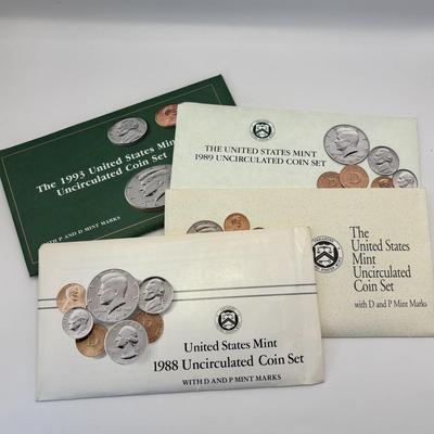 LOT 265: US MInt Uncirculated Coin Sets 1993, 1988, 1992, & 1989