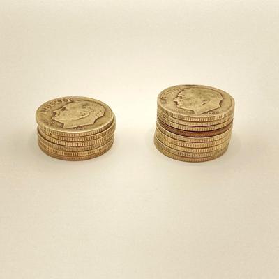 LOT 271j2: Fifteen Silver US Roosevelt Dime Coins - 1940s and 1950s