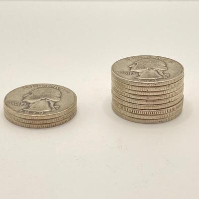 LOT 272j2: Twelve Silver US Washington Quarter Coins - 1930s and 1940s