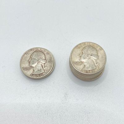 LOT 274j2: Twelve Silver US Washington Quarter Coins - 1950s and 1960s