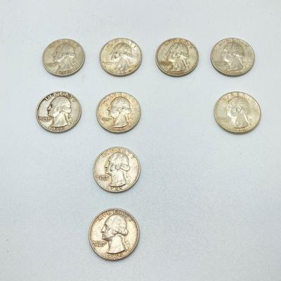 LOT 274j2: Twelve Silver US Washington Quarter Coins - 1950s and 1960s