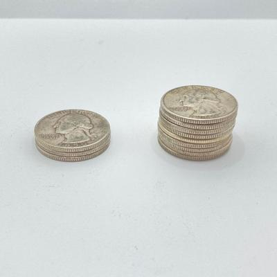 LOT 274j2: Twelve Silver US Washington Quarter Coins - 1950s and 1960s